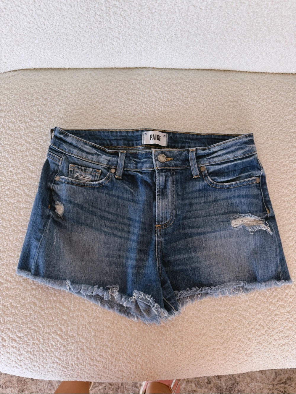 PAIGE Daryn Blue Distressed Denim Women’s Shorts